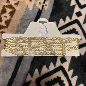 Rhinestone NWT Gold “SEXY” Chain Statement Necklace /Choker